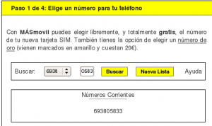 Elección número con MásMovil