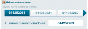 Eligiendo número de móvil con Simyo