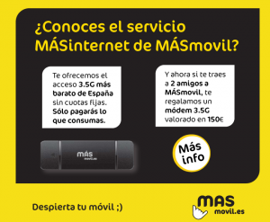 Módem USB gratis con MÁSmovil, trayendo dos amigos