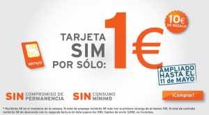 Promoción Simyo por 1 euro, más gastos de envío