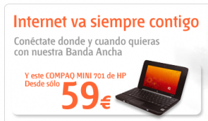 Mini portátil que ofrece Euskaltel