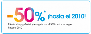 Happy Movil 50% descuento