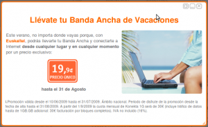 Promoción banda ancha de Euskaltel