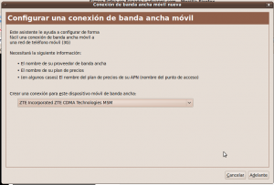 Primera pantalla conexión banda ancha con los OMV y Yoigo en Ubuntu