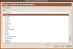 Elegir país en Ubuntu para el internet móvil