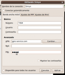 Introducir PIN en la configuración del OMV