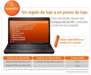 Portátil de la promoción de Euskaltel