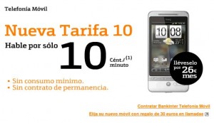 Imagen promocional de la tarifa 10 de Bankinter móvil