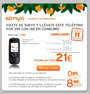 Imagen promoción Nokia 1661 con Simyo