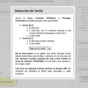 Elegir tarifa que queremos