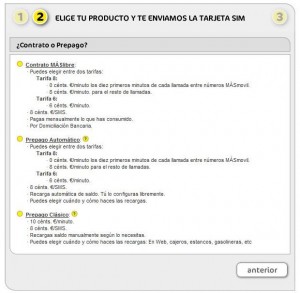 Elegimos si queremos estar en contrato, prepago clásico, o prepago automático