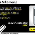 Sony Ericsson J132 gratis con MásMovil y Paypal