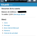 Web Tuenti Móvil para gestionar tu cuenta y conocer tu saldo