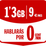 1.3 gigas por 9 euros y llamadas a 0 céntimos/minuto con Pepephone