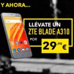 Más Móvil ofrece un ZTE Blade A310 a precio rebajado al contatar una tarifa Fibra+Móvil